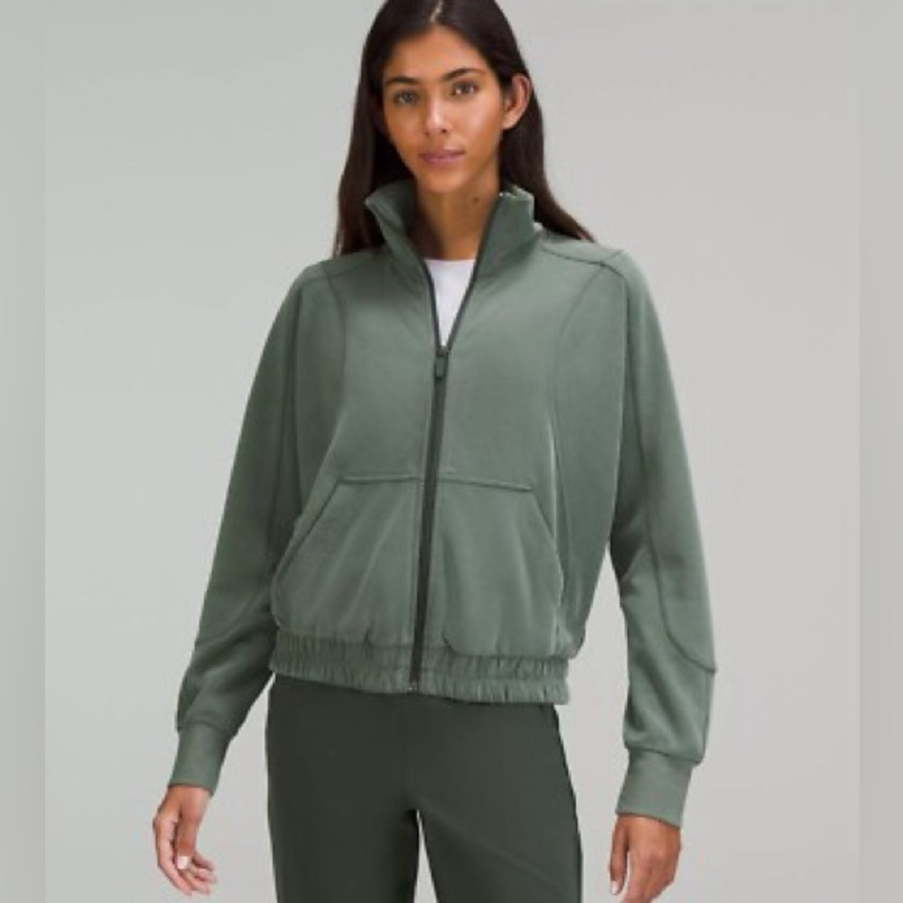 Lululemon Brushed Softstreme Funnel-Neck Zip Up Smoked Spruce